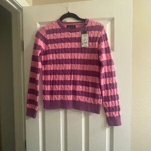 PIOMBO Striped Braided Design Jumper Sweater Pink/Purple Size M BNWT
